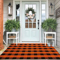 Buffalo Plaid Check Rug 4x6 ft - Washable Front Door Welcome Mat