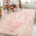 Pink Rug 3x5 Washable Area Rug Blush - Soft, Non-Slip Small Boho