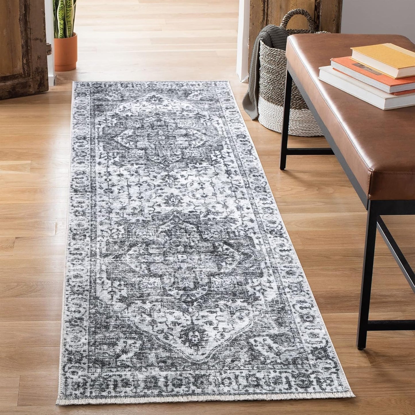 Caria Washable Non-Slip 7 ft Runner for Entryway and Hallway