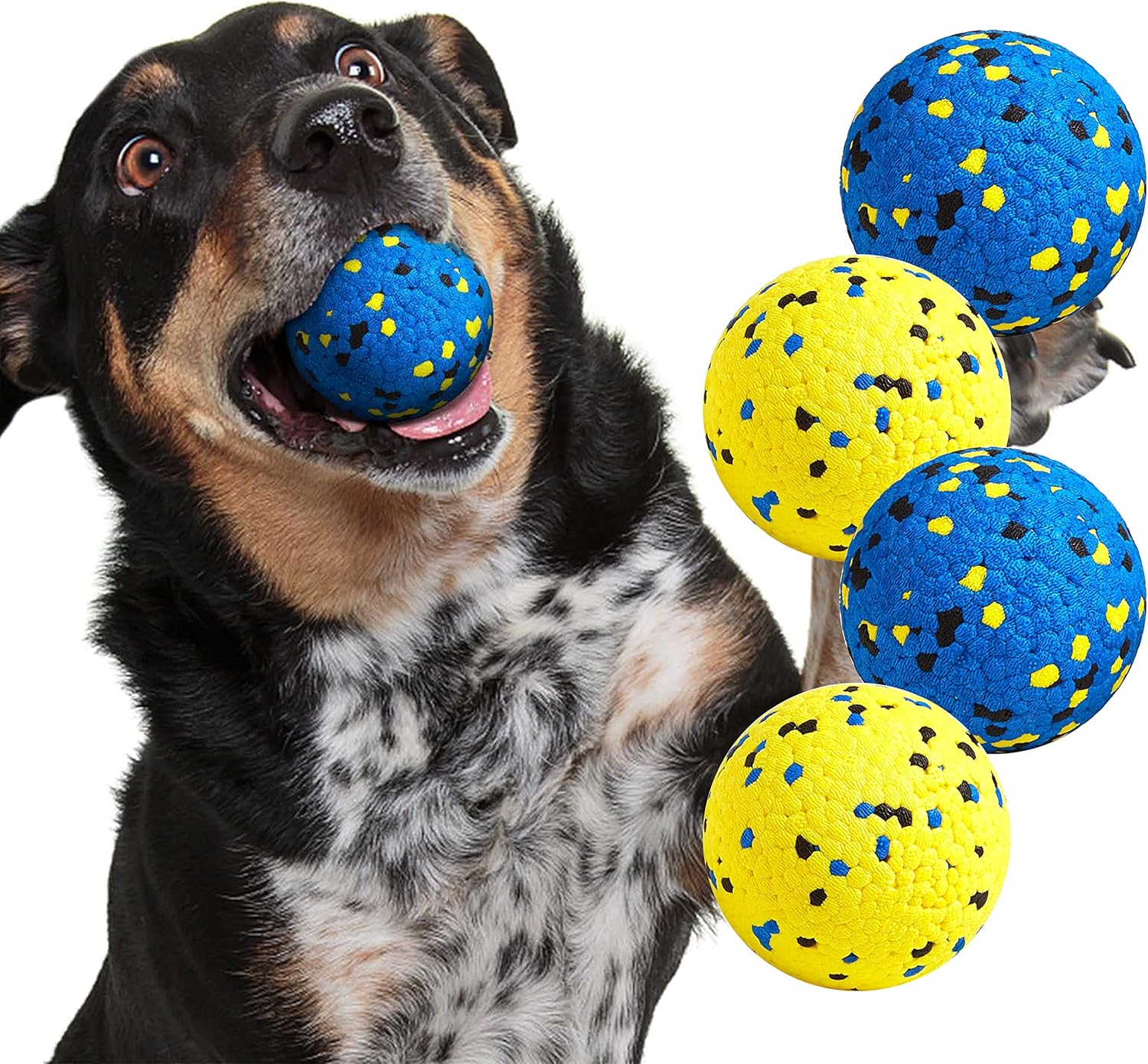 Durable Dog Chew Toys for Aggressive Chewers - Set of 4 Fetch Balls
