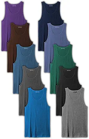 Andrew Scott Men's 12 Pack Color Tank Top A Shirt for Comfort