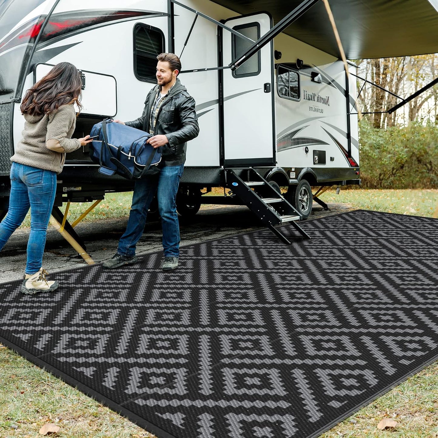 GENIMO Outdoor Rug for Patio Clearance, Waterproof Mat 9ftx18ft