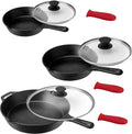 MegaChef Pre-Seasoned 9 Piece Cast Iron Skillet Set - Versatile