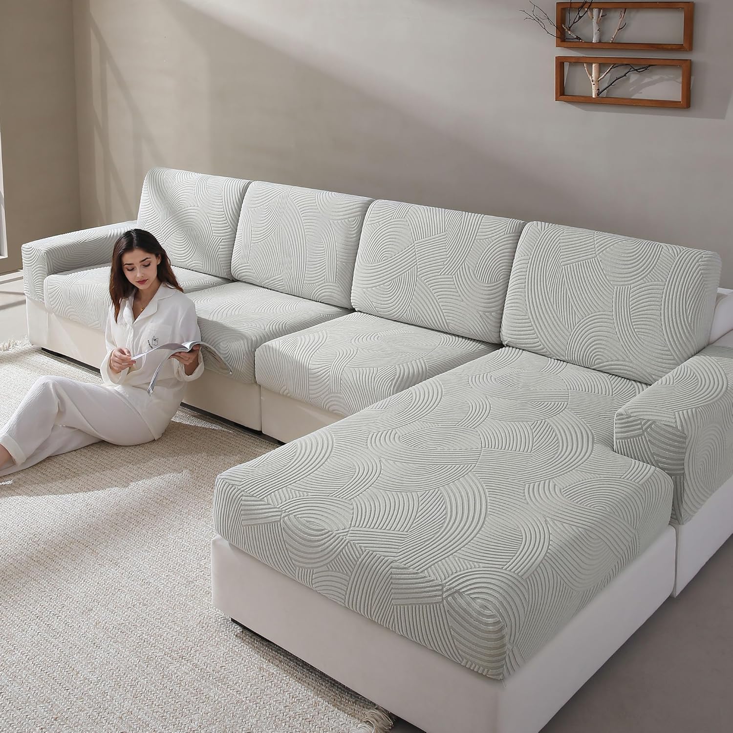 Couch Cushion Covers for Sectional and L Shaped Sofa Protection
