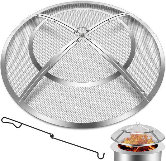 24 Inch Fire Pit Spark Screen Cover for Safe Outdoor Fun
