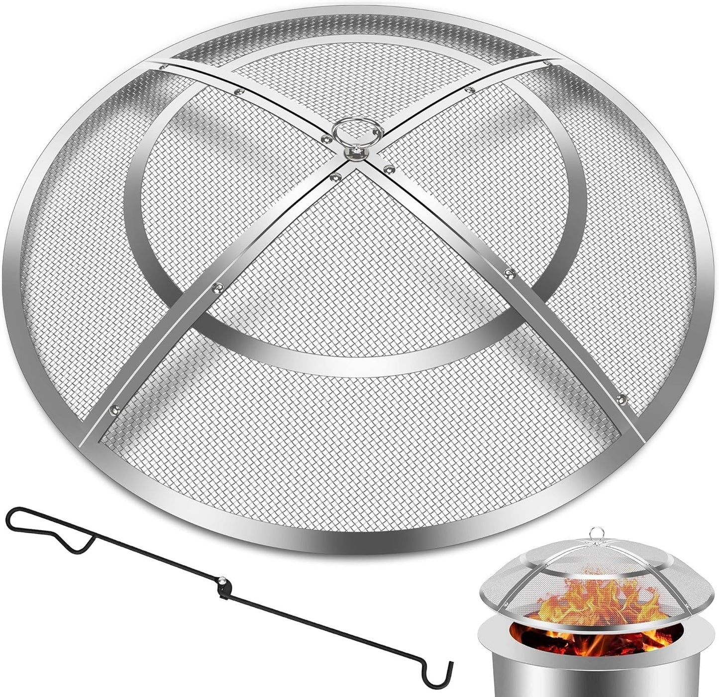30 Inch Fire Pit Spark Screen Cover for Safe Outdoor Fun