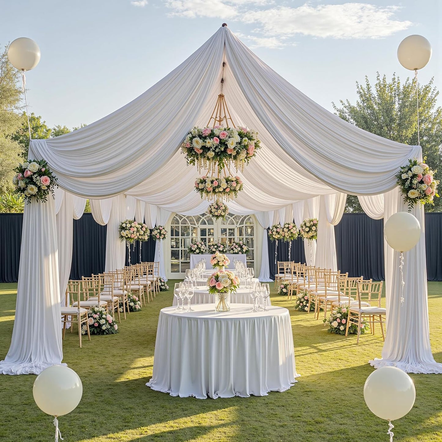 10x20ft Wedding Ceiling Curtain Panels - Wrinkle-Free Draping