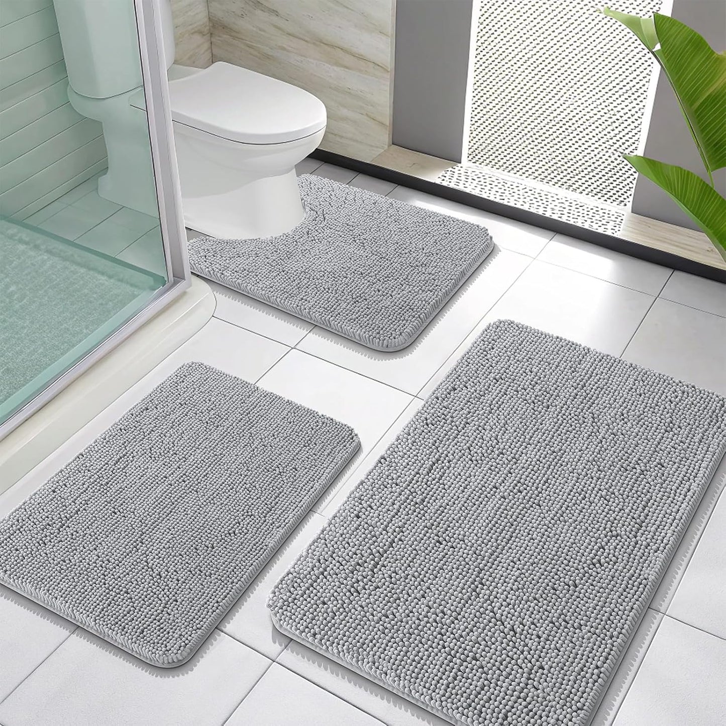 OLANLY Soft Chenille Bathroom Rugs Set for Ultimate Comfort
