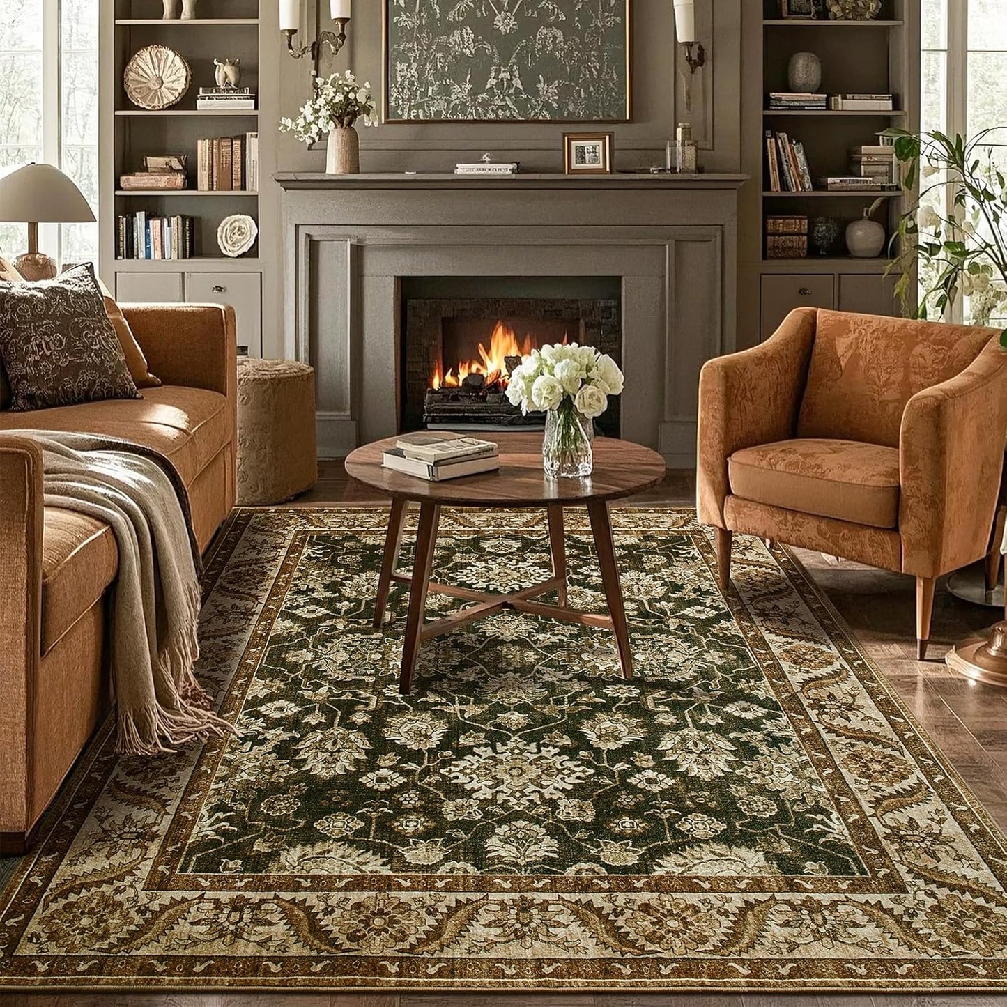 Washable 5x7 Area Rug for Living Room and Bedroom Decor