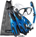 Phantom Aquatics Snorkel Mask Fin Set (Metallic Blue) - Comfortable