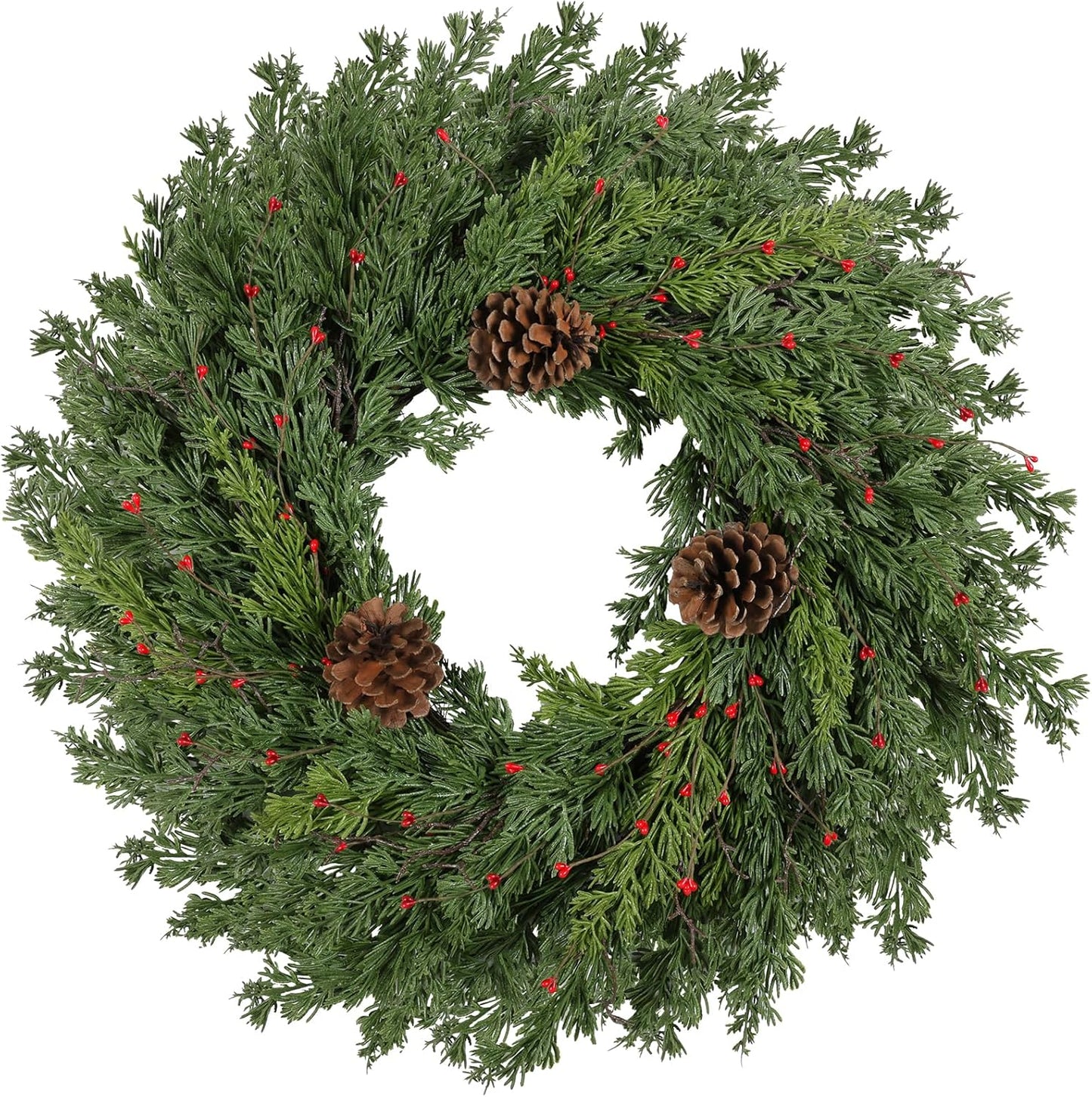 2PC Real Touch Pine Christmas Wreaths for Festive Decor
