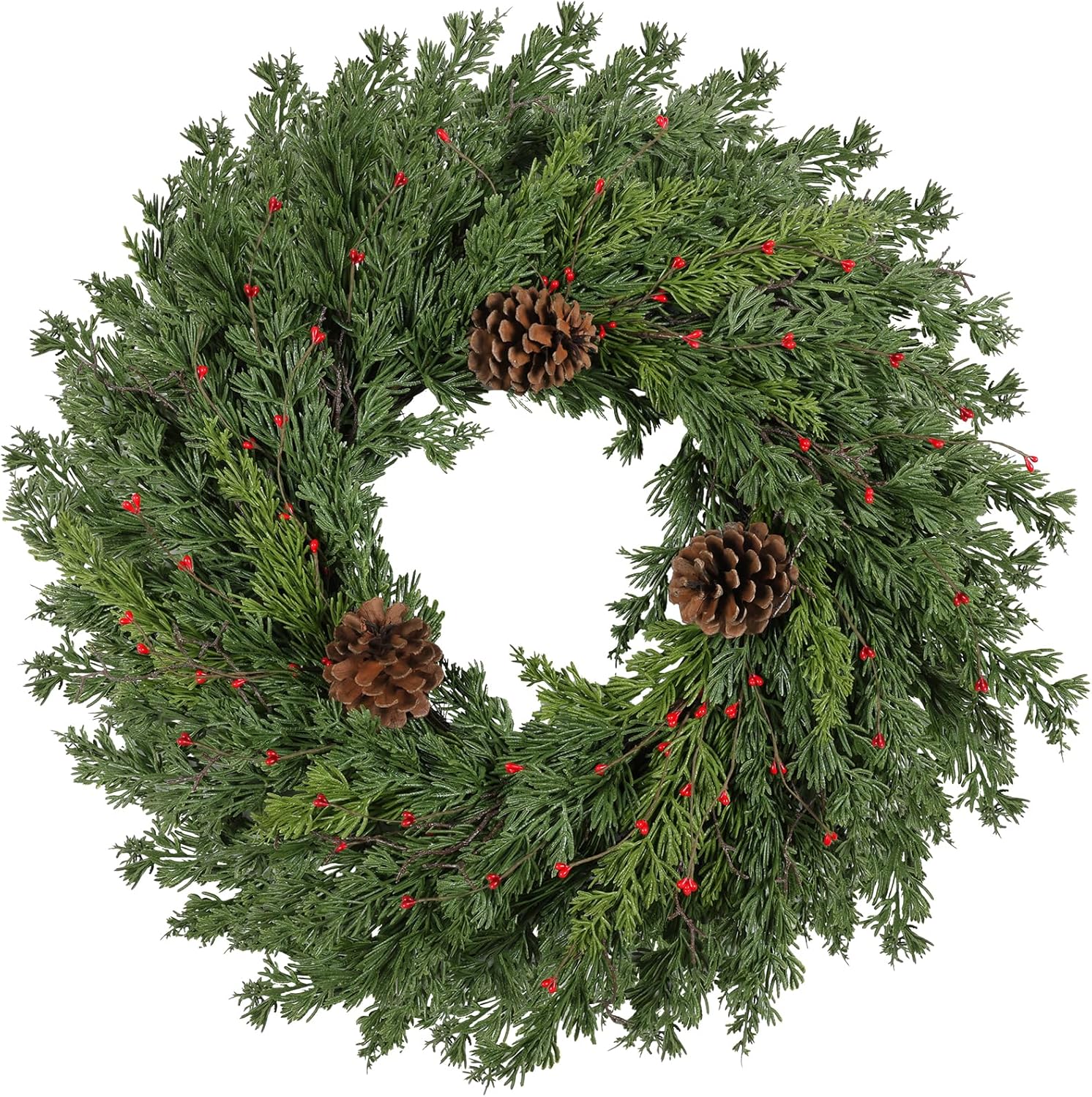 2PC Real Touch Pine Christmas Wreaths for Festive Decor