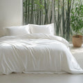 Silky Cooling Duvet Cover Queen Size Pure White - Lightweight Bamboo