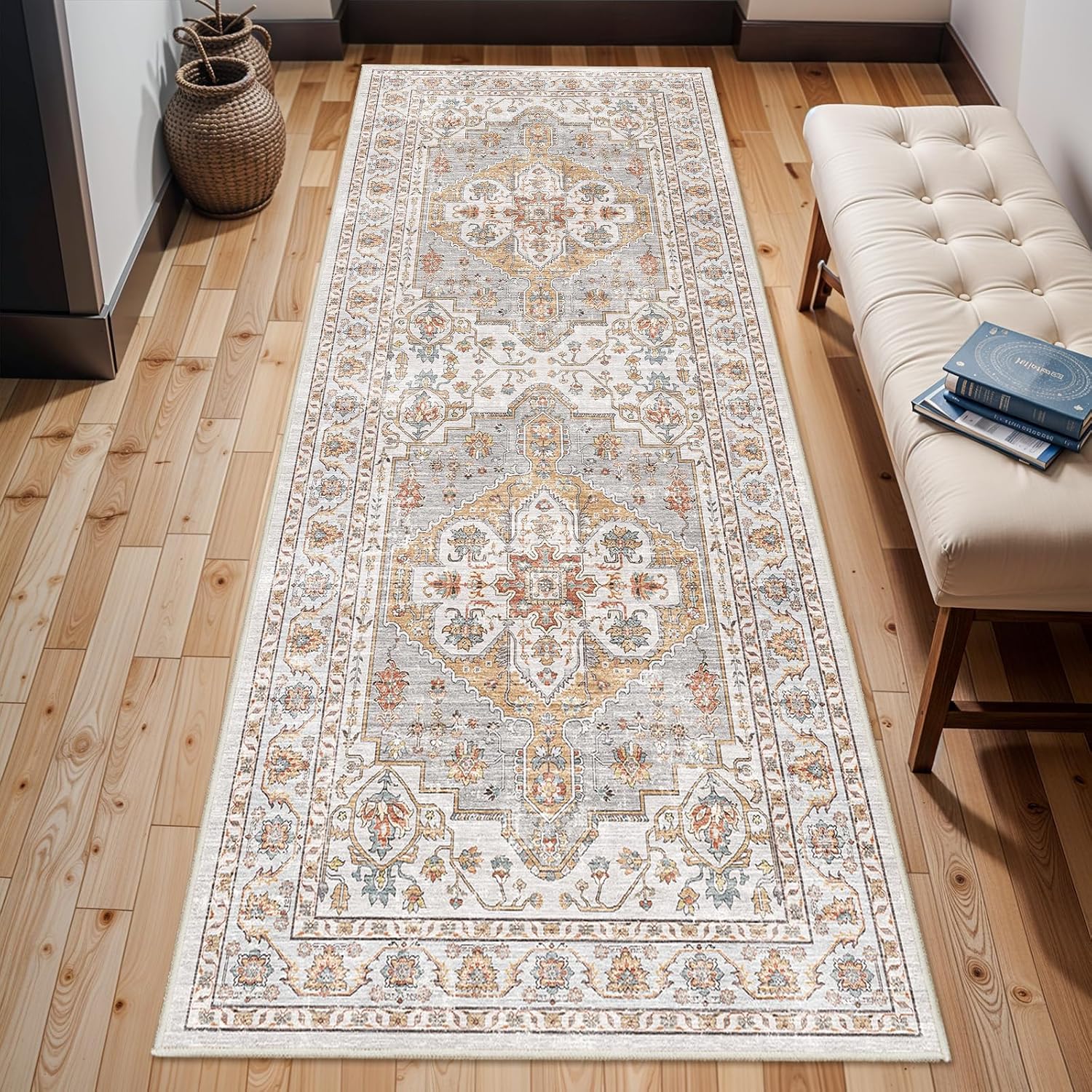 Washable Hallway Runner Rug 3x8: Soft Non Slip Carpet Runner