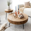 Handcrafted Wood Ring Nesting Tables Set