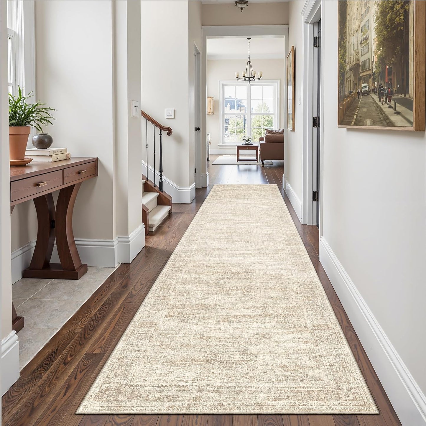 Runner Rug 2ft 6in x 14ft Washable Non-Slip for Kitchen & Bathroom