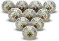 Gold Ceramic Cabinet Knobs Assorted Green Floral Pack of 25 - Hand