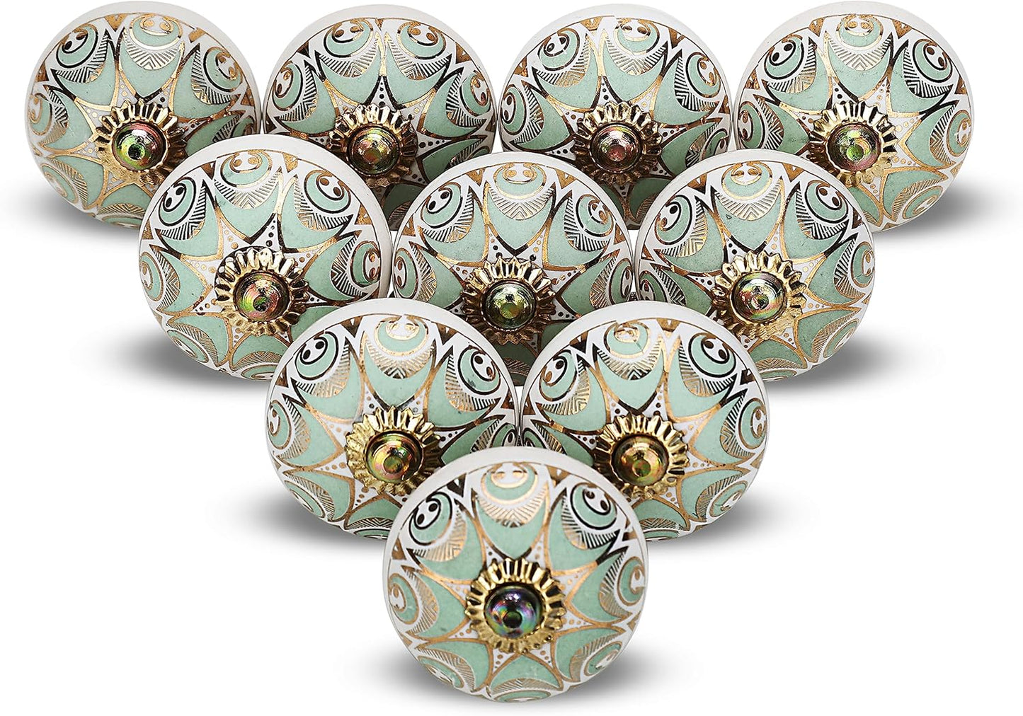 Gold Knobs for Cabinets & Drawer Assorted Green Cupboard Knob