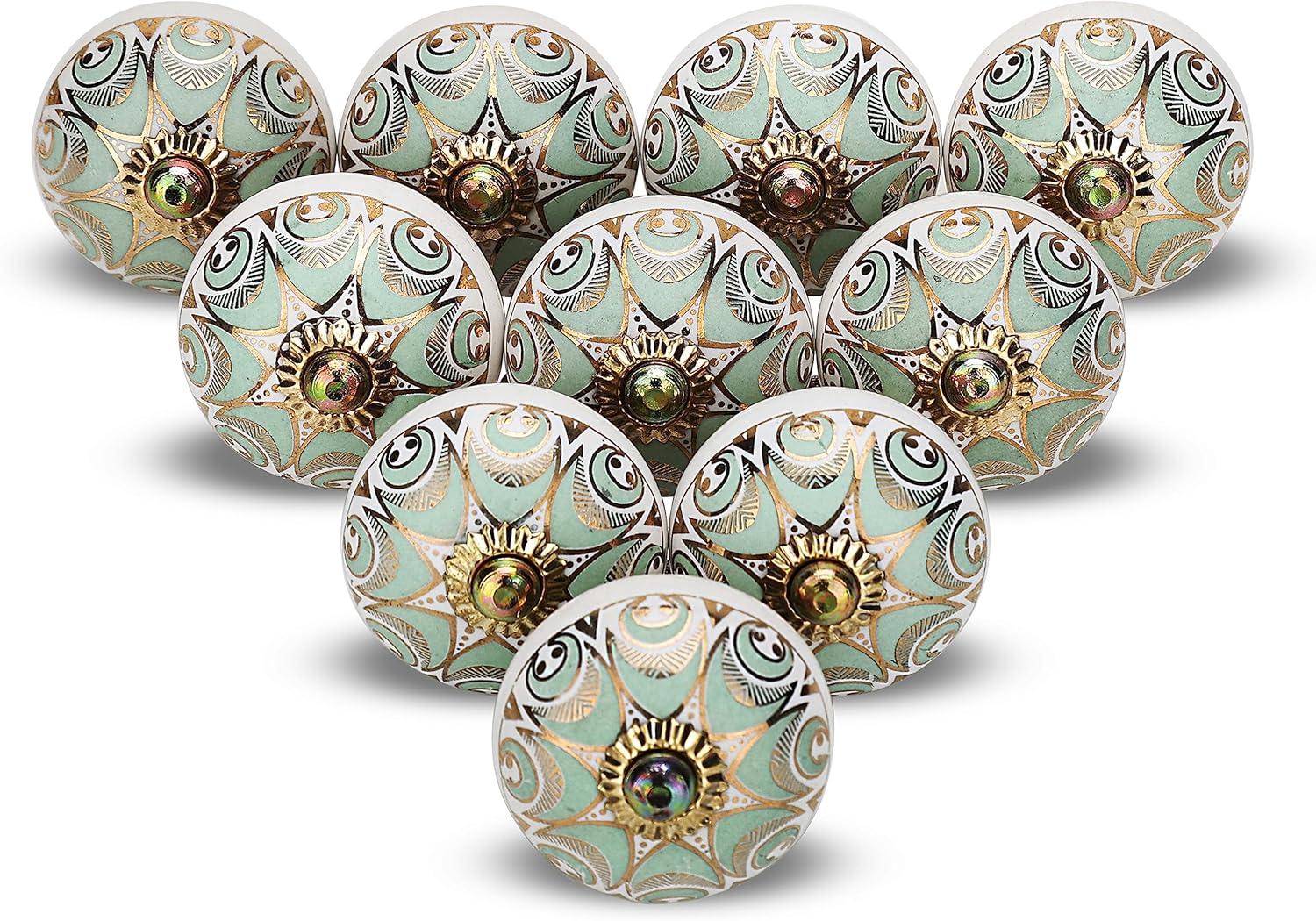 Gold Knobs for Cabinets & Drawer Assorted Green Cupboard Knob