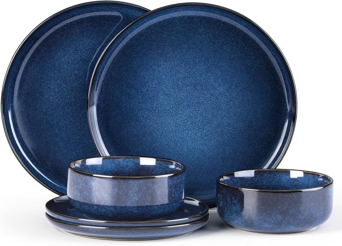 E-far Dinnerware Sets for 2 - 6-Piece Stoneware Set