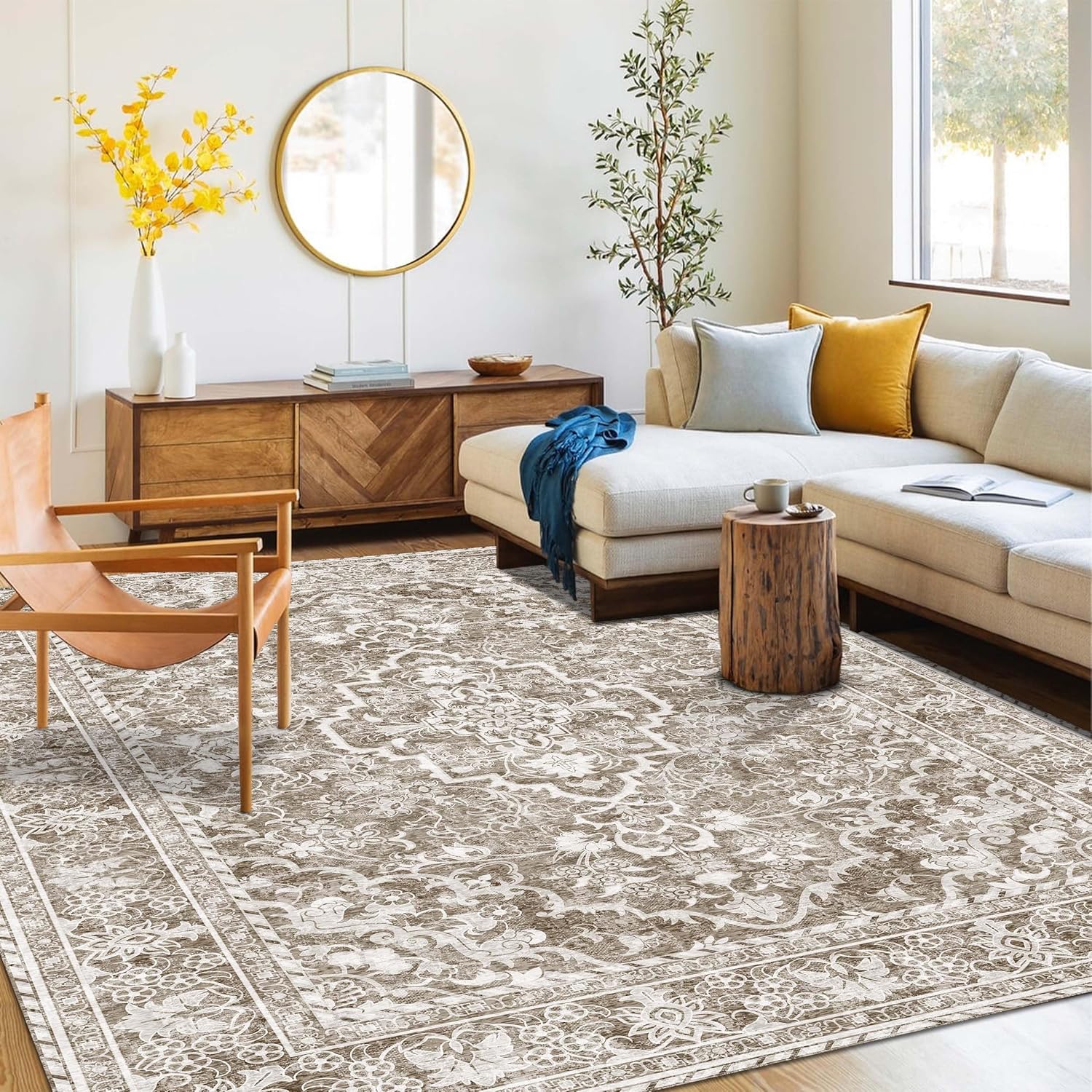 Washable Area Rug 4x6 for Living Room and Bedroom Comfort