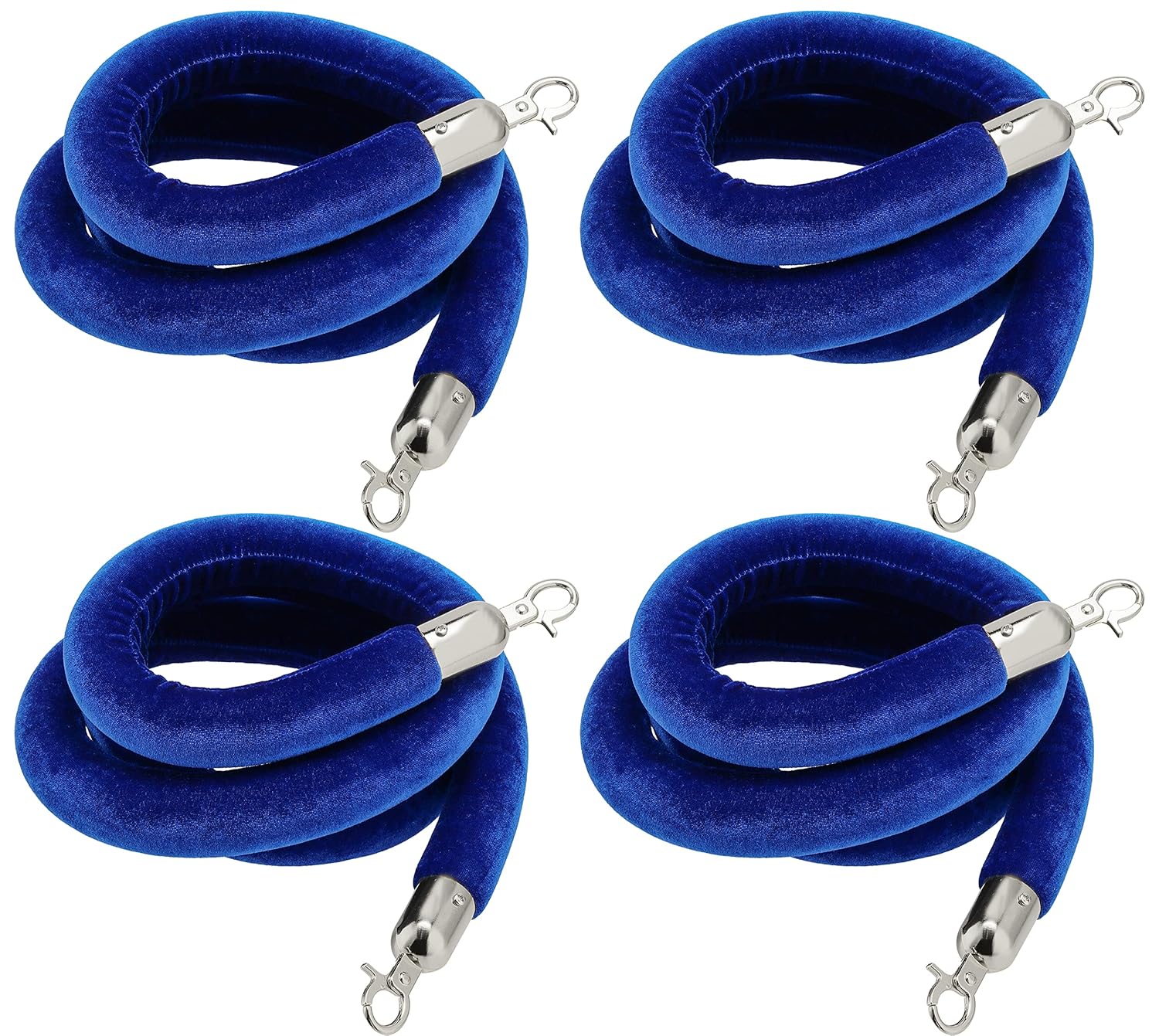 Blue Velvet Stanchion Rope 4 Pack for Crowd Control and Events