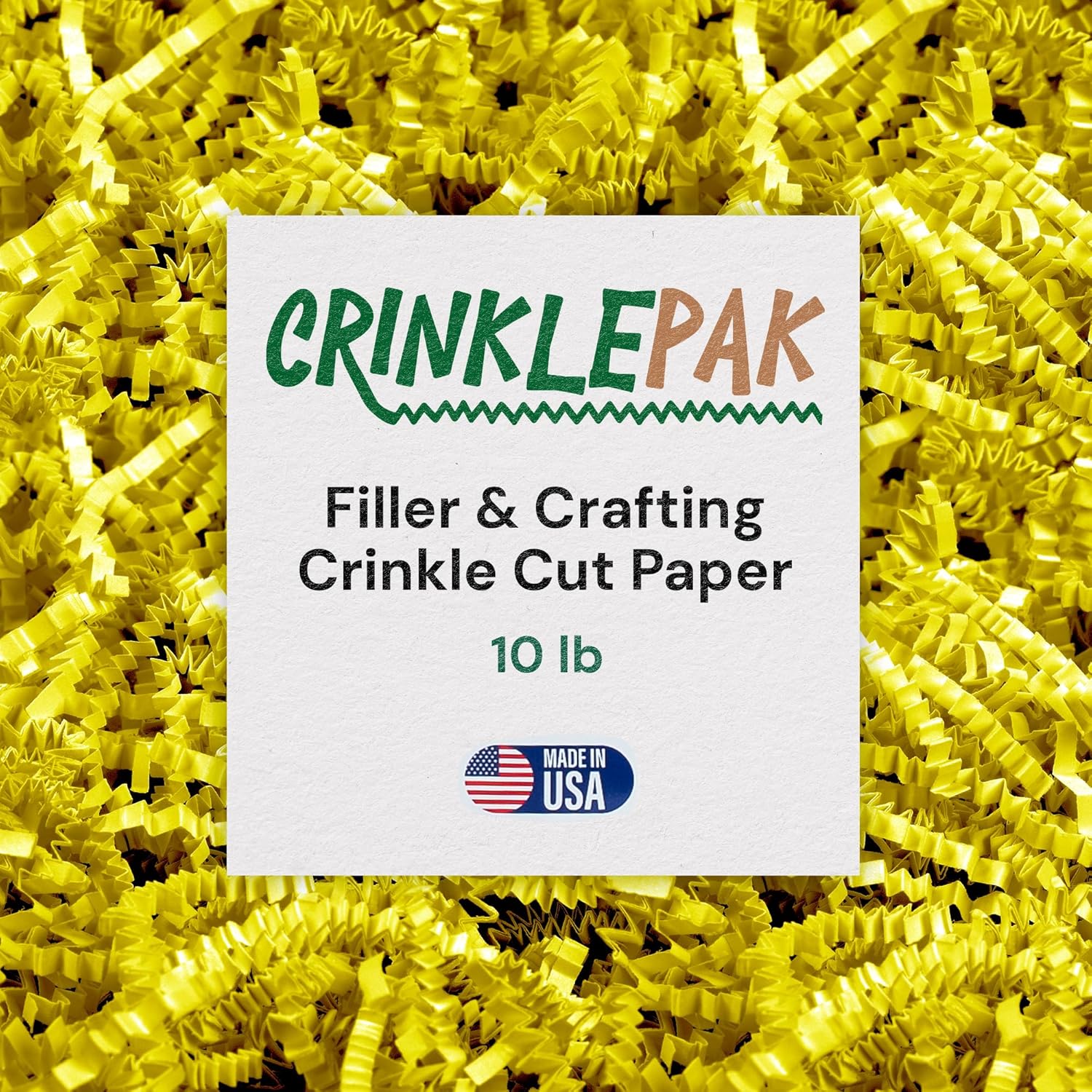10LB USA Made Yellow Crinkle Paper Filler for Gift Baskets