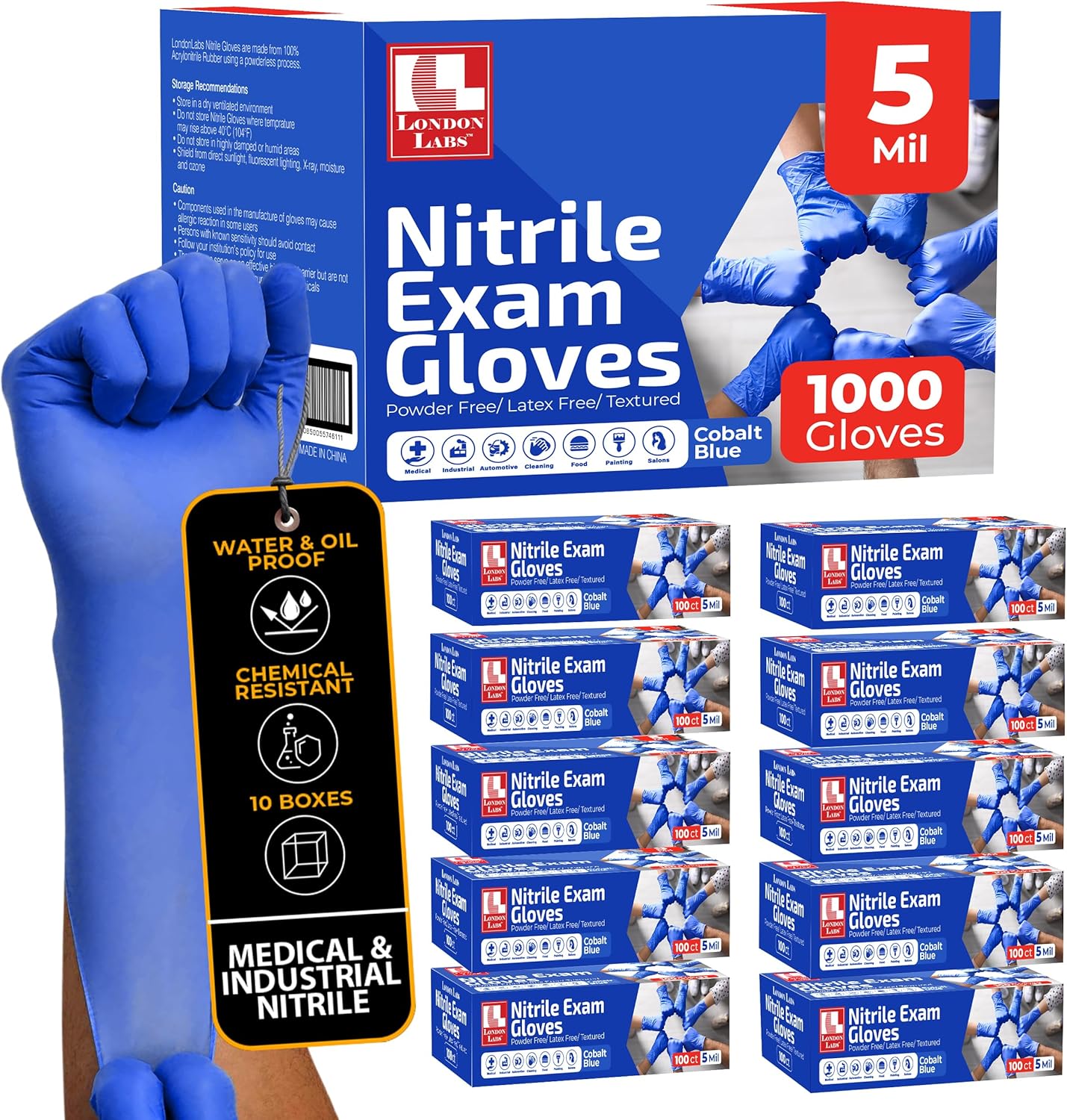 Cobalt Blue 5 Mil Nitrile Exam Gloves for Medical Use & More