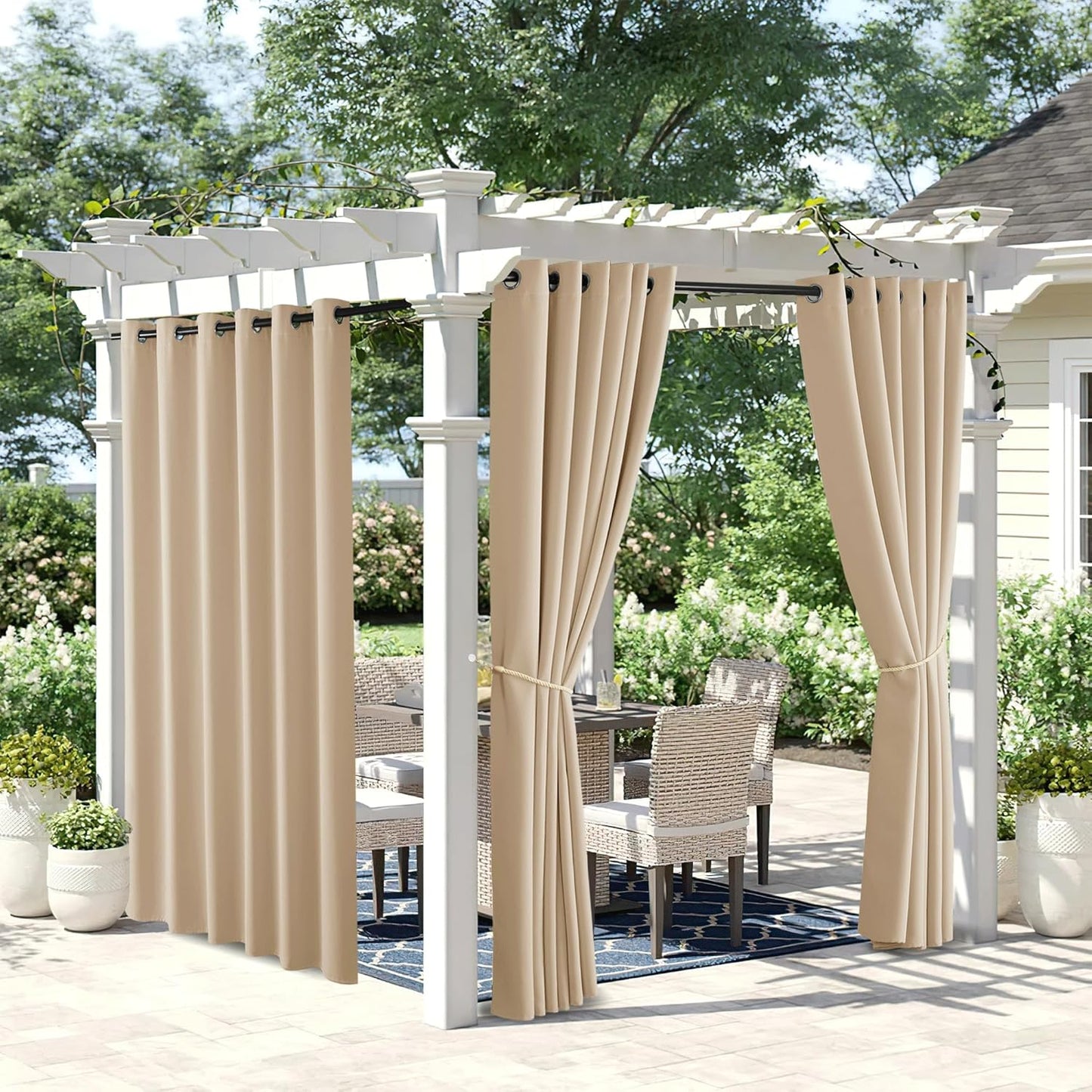 NICETOWN Outdoor Curtains for Patio - Waterproof & Light Blocking