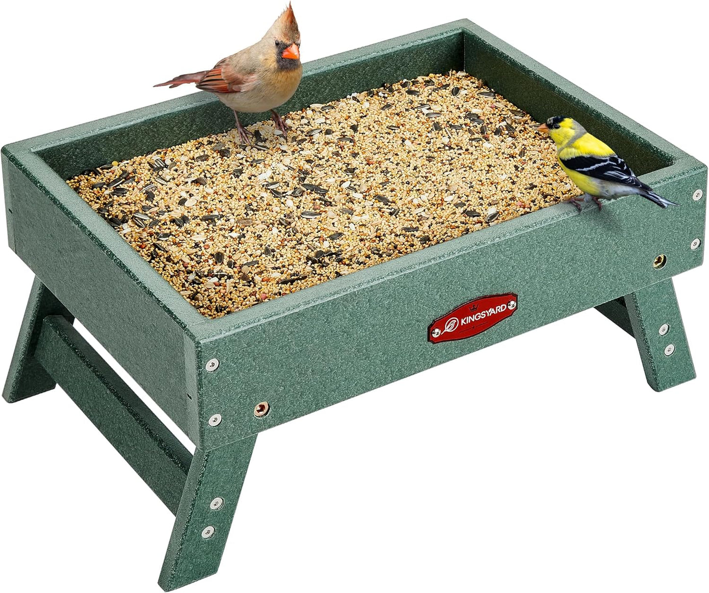 Kingsyard Ground Bird Feeder for Outdoors - Large Capacity Green