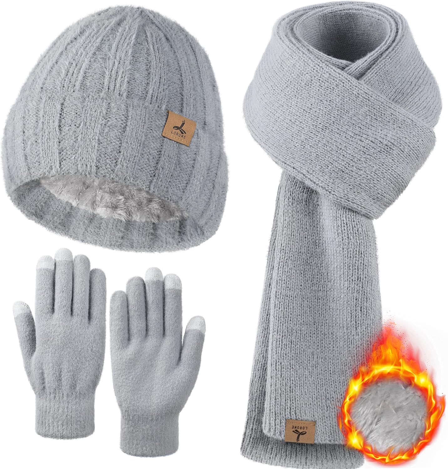 Cozy Women's Winter Beanie Scarf Gloves Set by LOROME