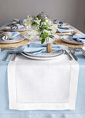 White Linen Table Runner 14 x 96 in - Classic Hemstitch