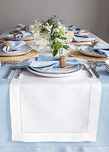 Classic Hemstitch White Linen Table Runner for Every Occasion