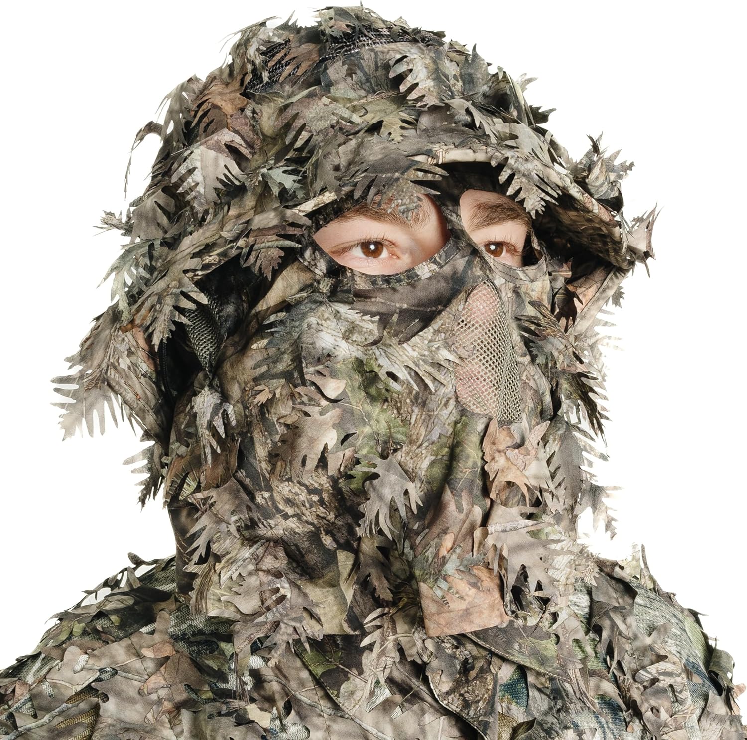 QuikCamo 3D Leafy Camo Face Mask Bucket Hat for Hunting