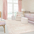 Pink Area Rug for Living Room Soft Washable Faux Wool 8x10 - Neutral