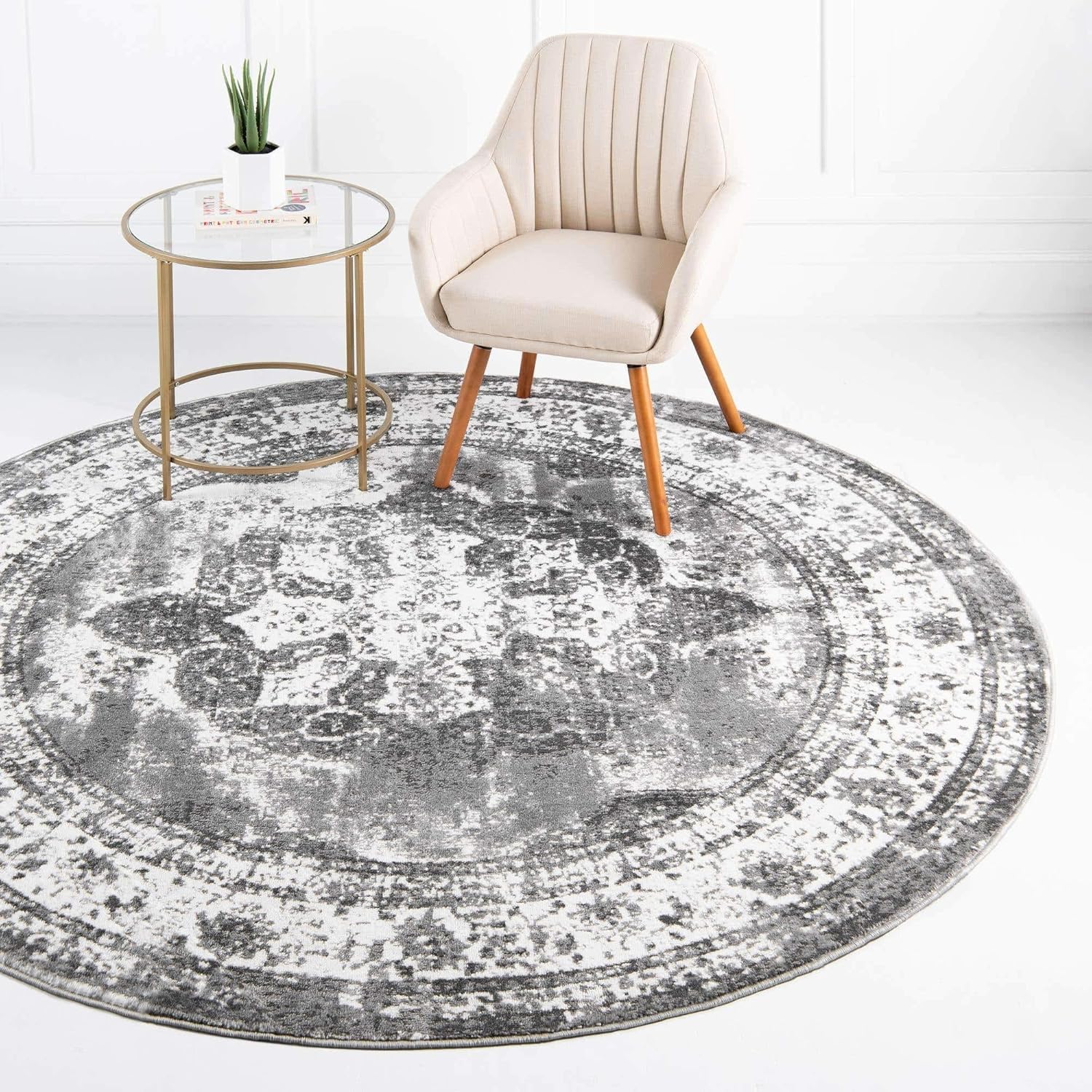 Unique Loom Sofia Collection Area Rug - Vintage Gray/Ivory Design