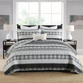 Black and White Queen Comforter Set - Reversible Cotton Quilt