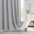 Dark Grey Boho Extra Long Shower Curtain 72 x 84 - Thick Linen Blend