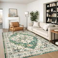 WashableRug 5x7 Area Rug - Stain Resistant Vintage Medallion