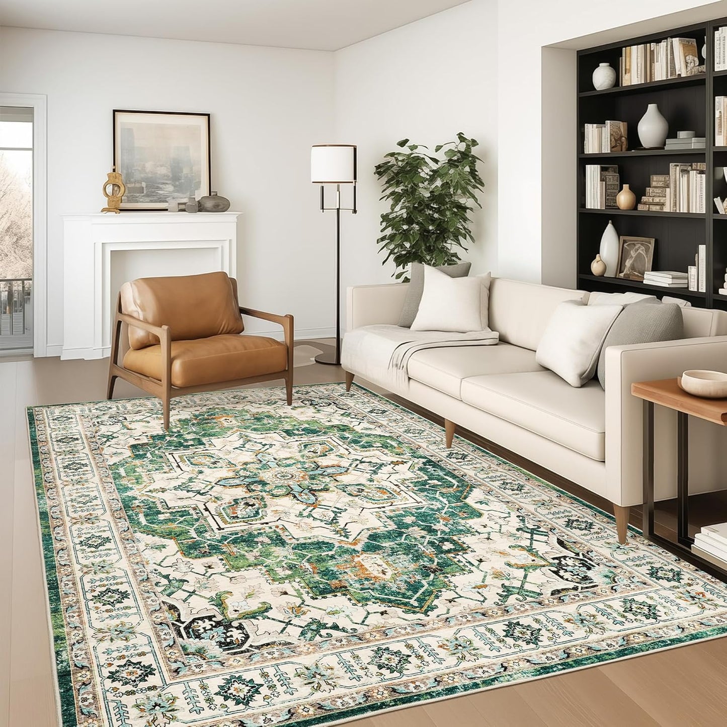 Zesthome Washable 5x7 Area Rug with Vintage Medallion Design