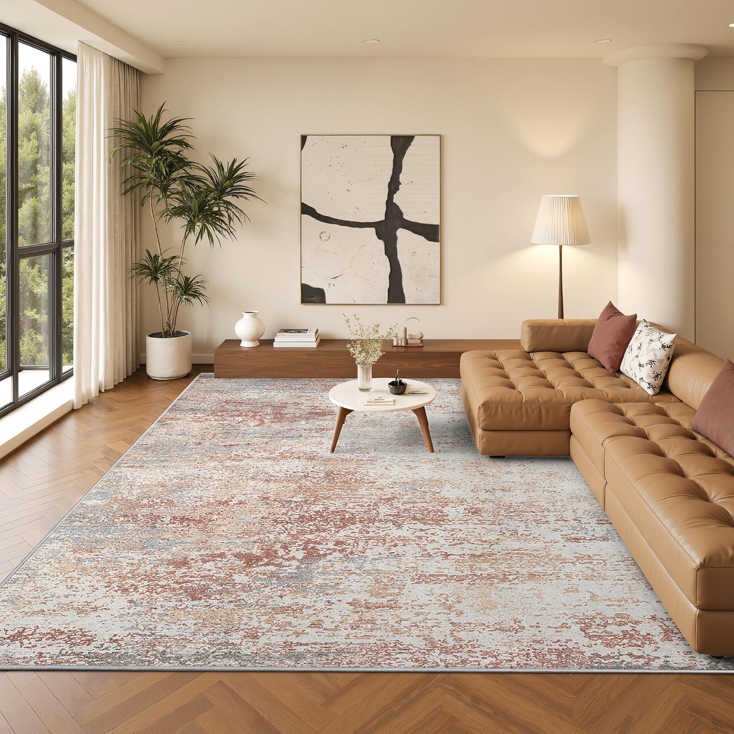 Art&Tuft Washable Rug with Anti-Slip Backing for Living Room