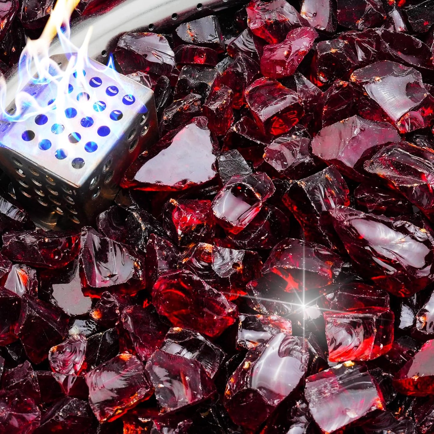 NUPICK 10 Pound Fire Glass for Stunning Fire Pit Displays