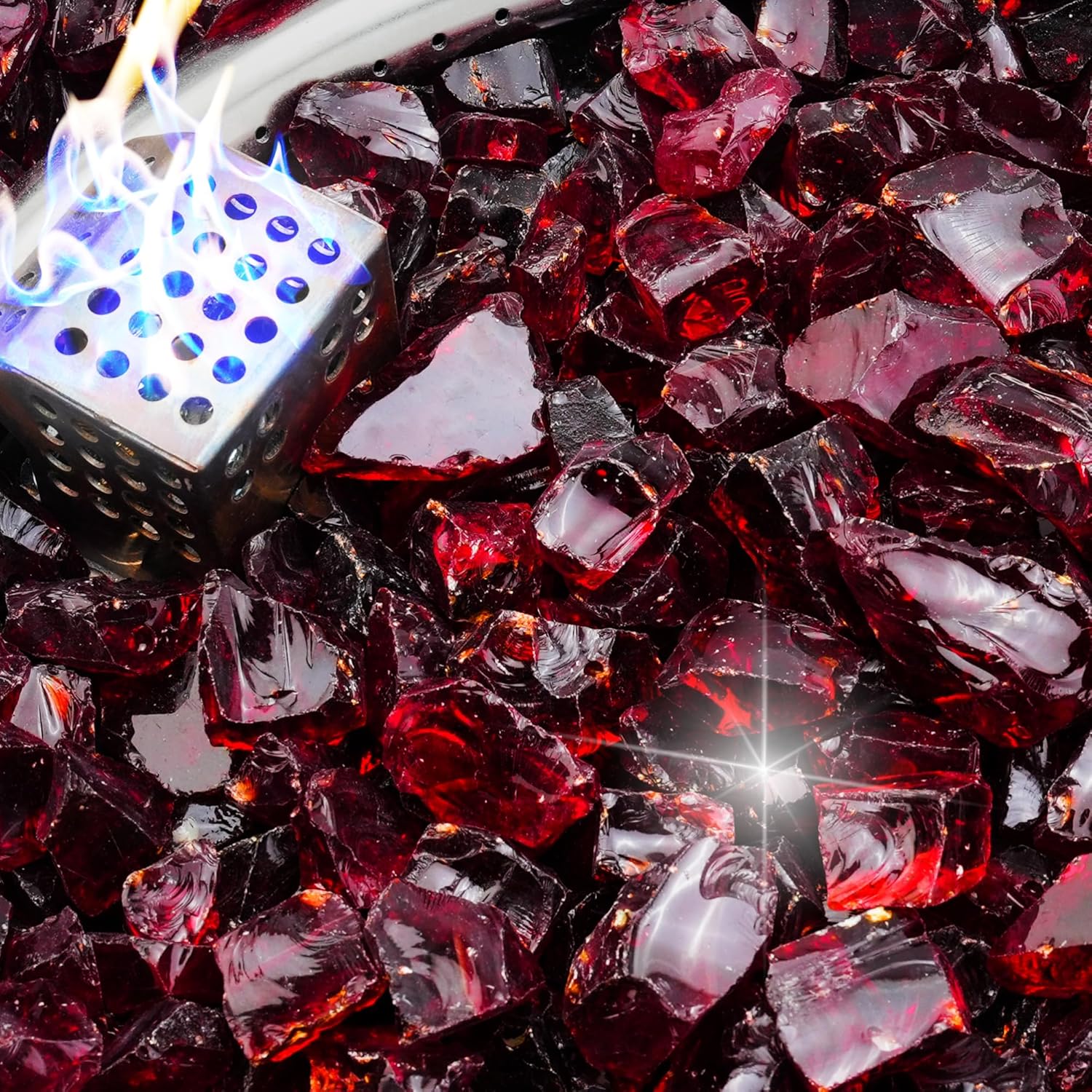 NUPICK 10 Pound Fire Glass for Stunning Fire Pit Displays