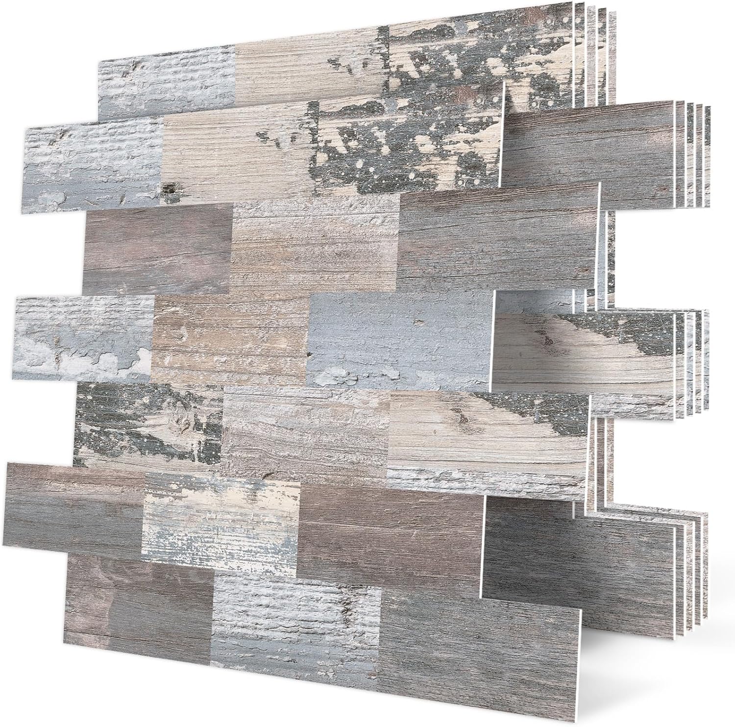 DEWOO 20-Sheet Peel and Stick Rustic Backsplash Wall Tile