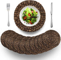 Rustic Woven Placemats Round Set of 10 - Natural Water Hyacinth 14