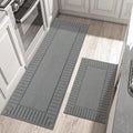 Kitchen Rugs Washable Non-Slip Runner Set of 2 - Absorbent Grey Mats