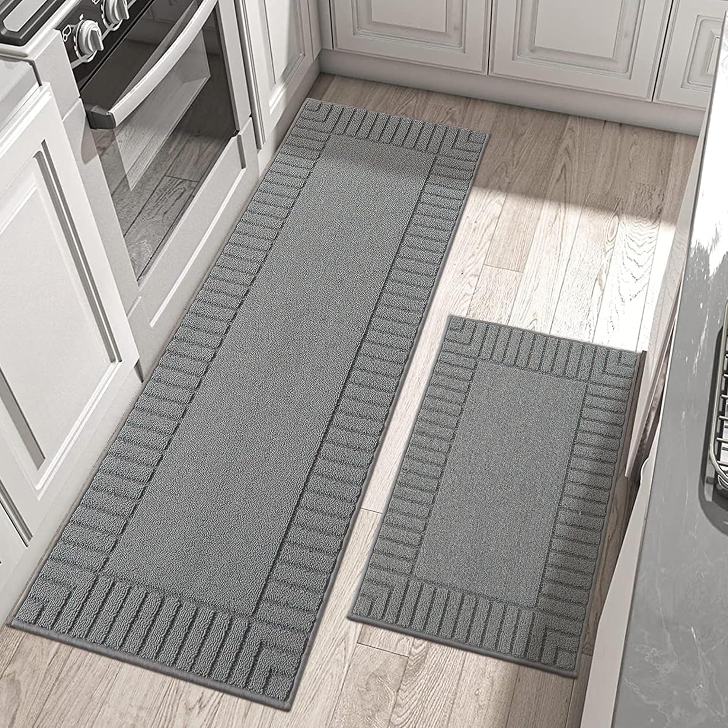 Non-Slip Kitchen Mat Set of 2 - Washable Kitchen Rugs