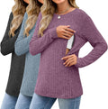 3 Pack Women's Nursing Long Sleeve Tops Breastfeeding Thermal Sweaters