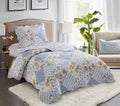 Brilliant Sunshine Blue Rose Patchwork Twin Quilt Set for All Seasons