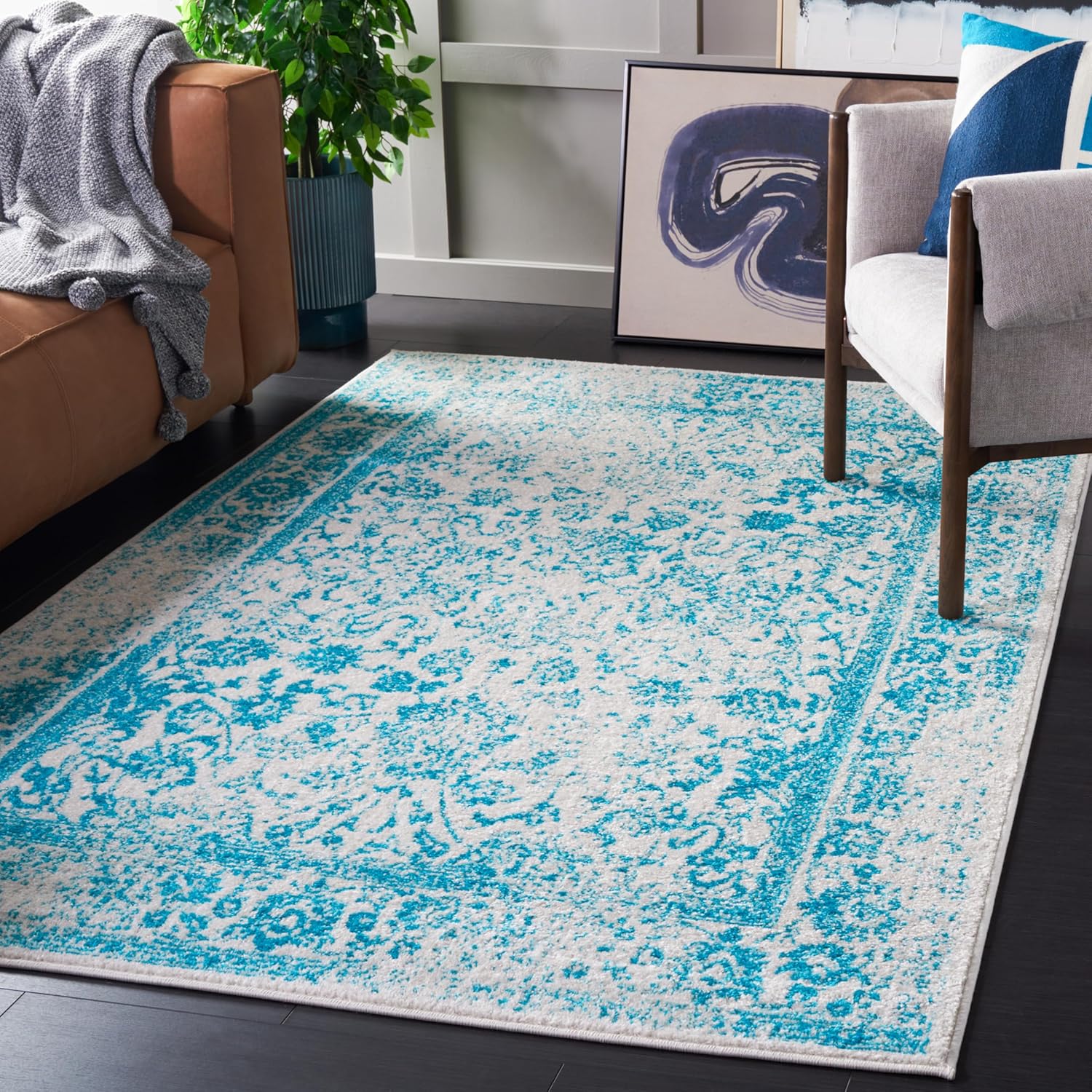 SAFAVIEH Adirondack Area Rug - 6ft x 9ft in Ivory & Teal